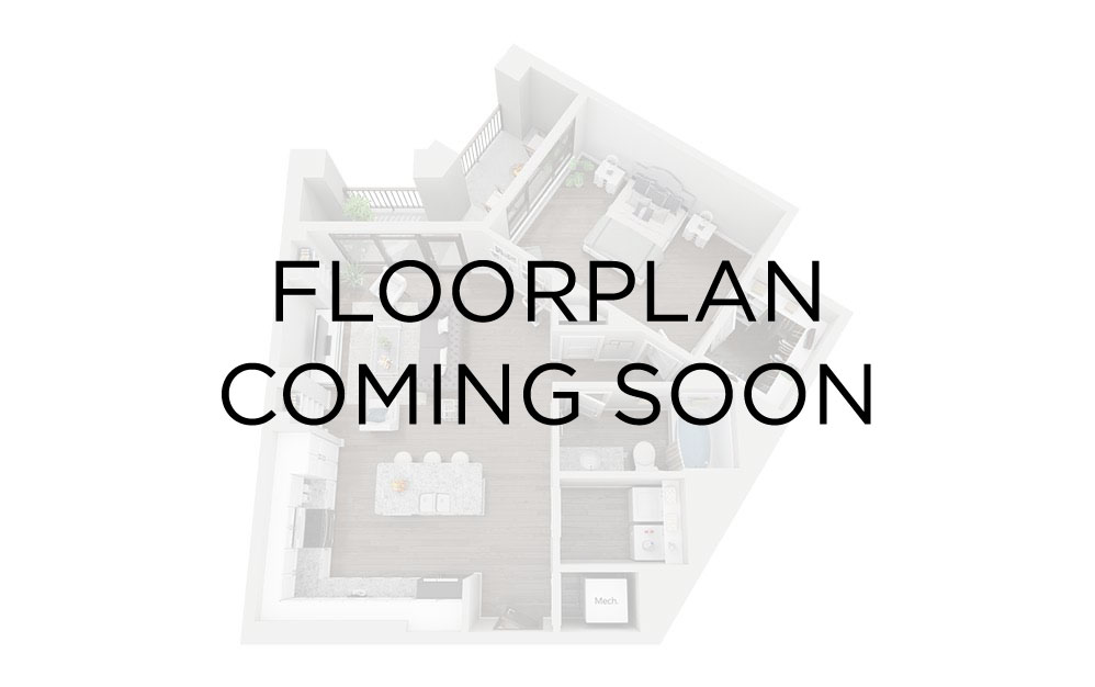 2 Bedroom, 1 Bath 776sf - 2 bedroom floorplan layout with 1 bathroom and 776 square feet